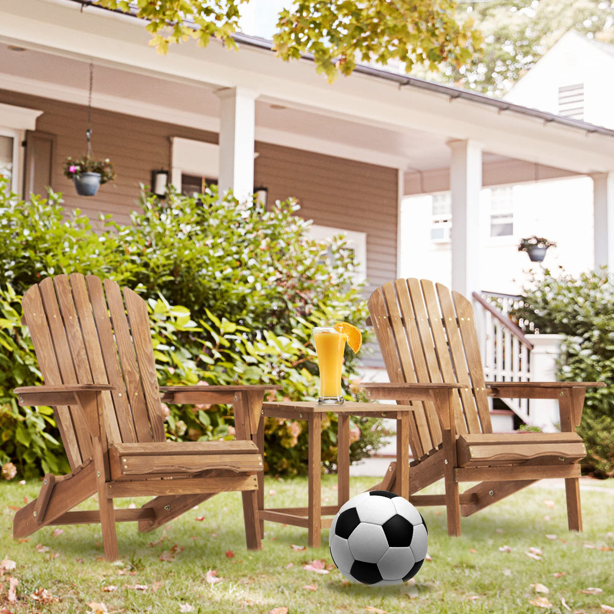 Folding Adirondack Chair Set of 2 Cedar Wood O967068