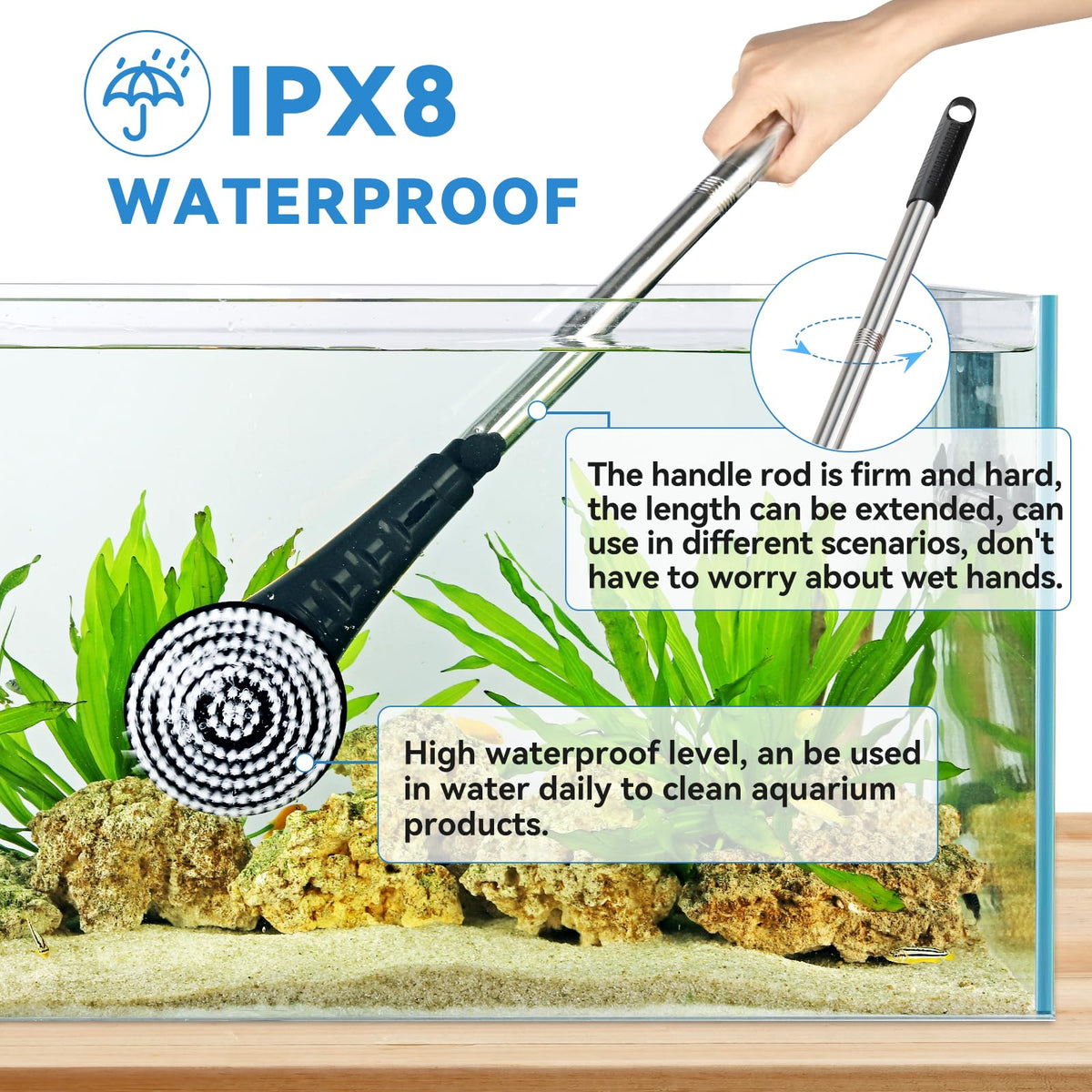 Electric Aquarium Cleaning Brushes with 6 Replaceable Brush Heads L252