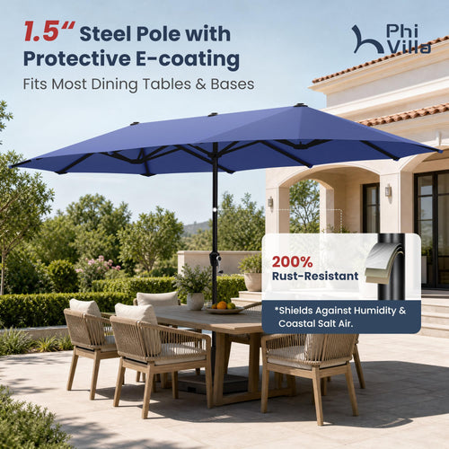 13ft Navy Rectangle Outdoor Patio Umbrella P7331