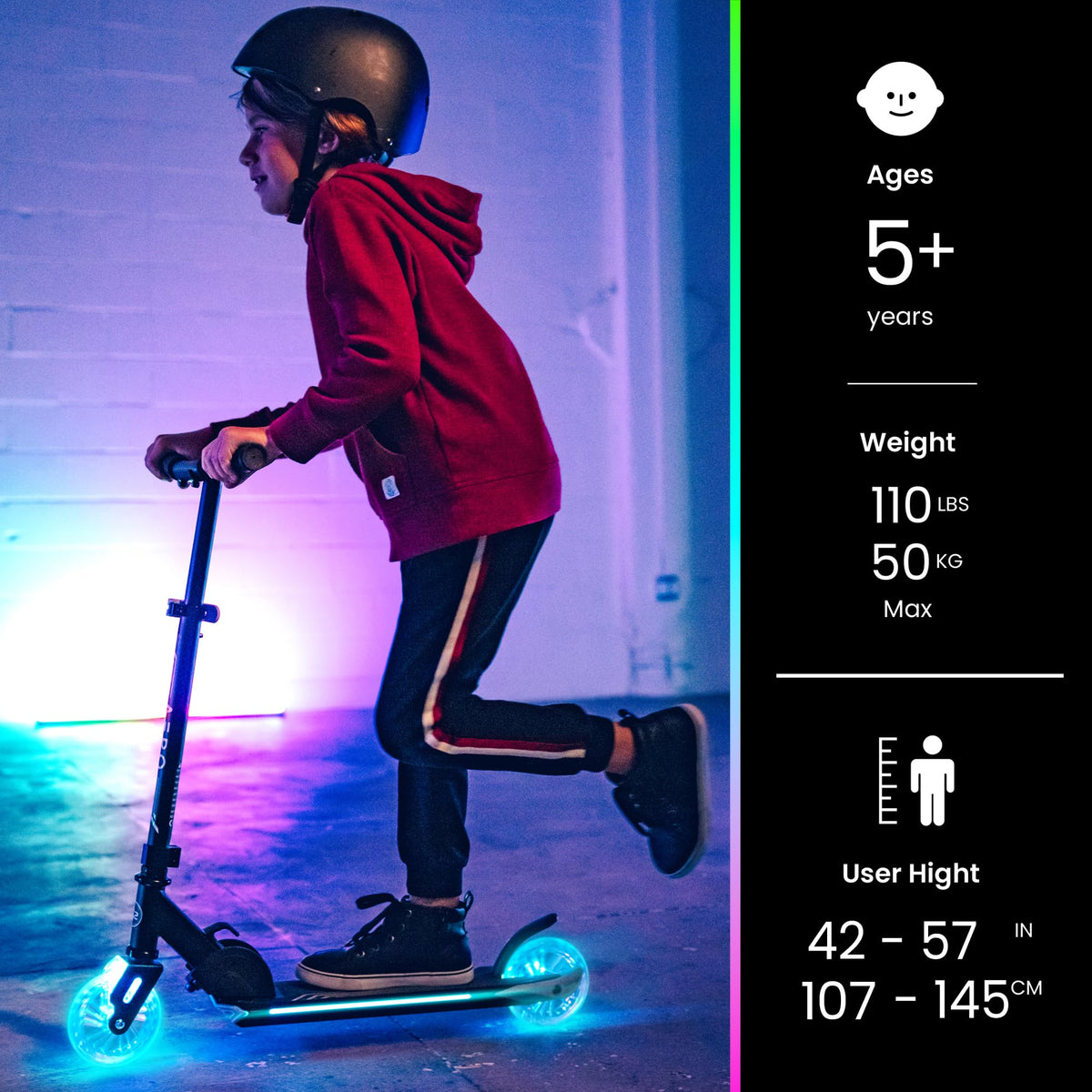 Two-Wheel Kick Scooter for Kids 5-8 with RGB Lights E23953