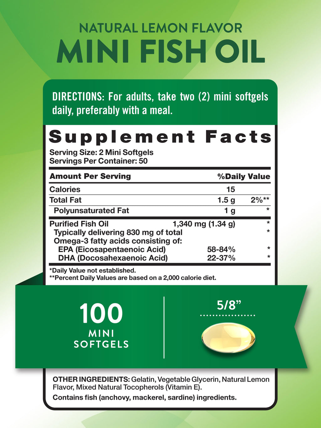 Fish Oil Omega 3 1340 mg 100 Softgels Y429
