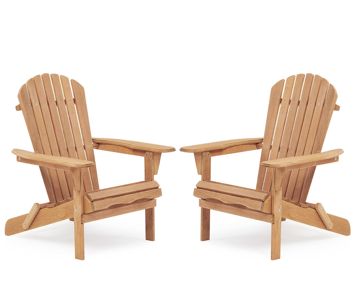 Folding Adirondack Chair Set of 2 Cedar Wood O967068