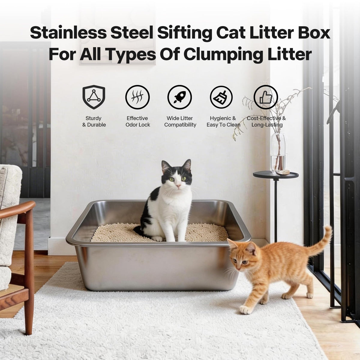 Stainless Steel Sifting Litter Box B348