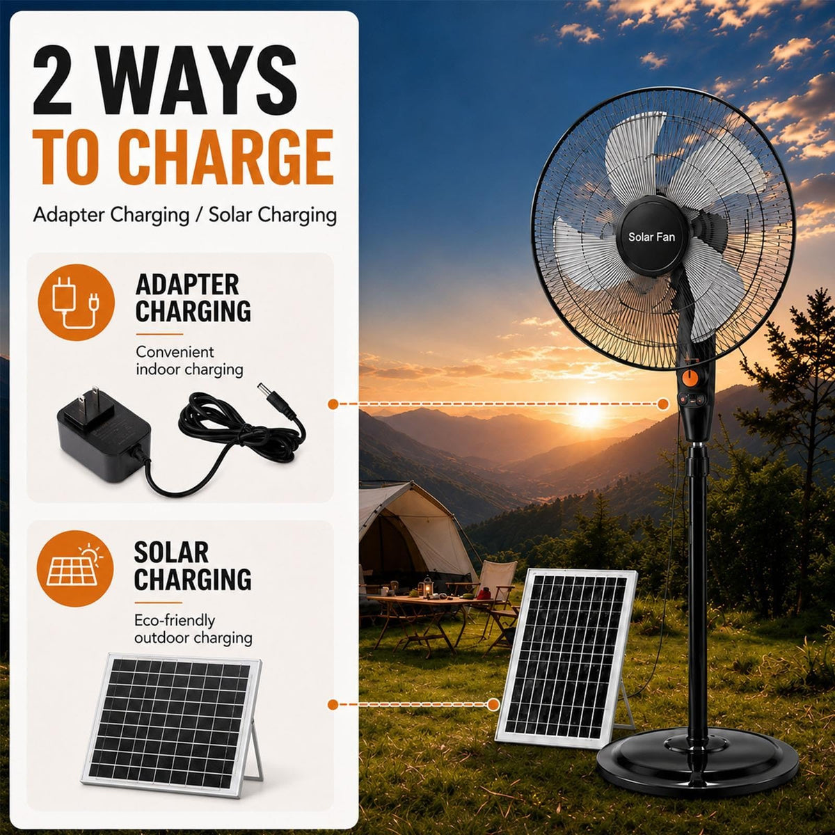 Rechargeable Pedestal Fan with Solar Panel K52097