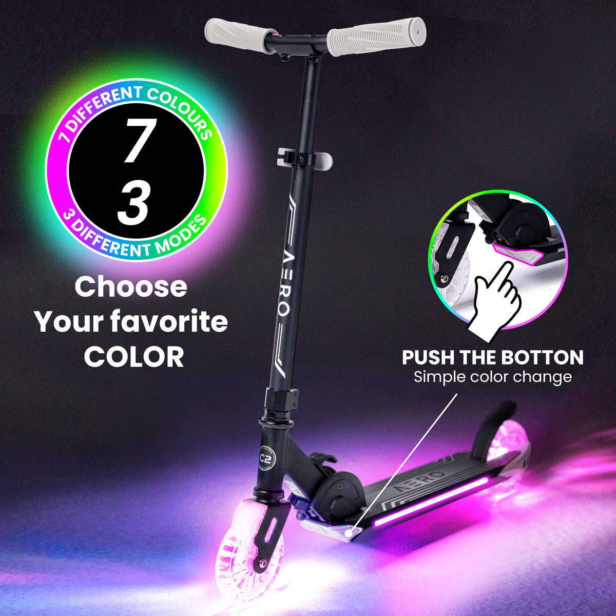 Two-Wheel Kick Scooter for Kids 5-8 with RGB Lights E23953