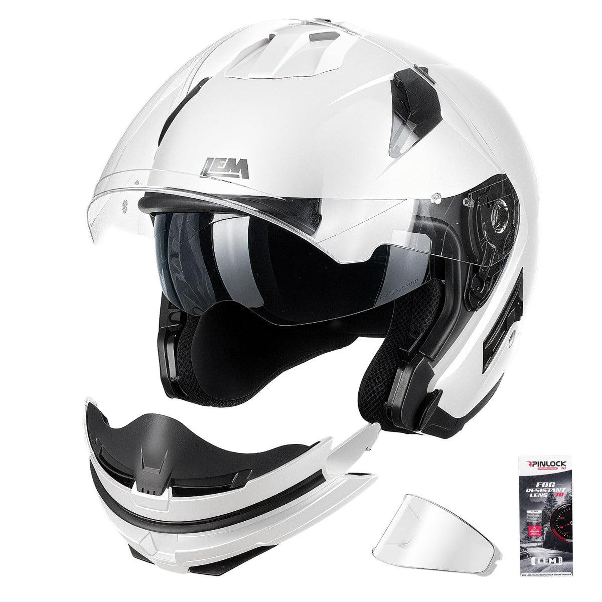 White Medium Full Face Motorcycle Helmets V259
