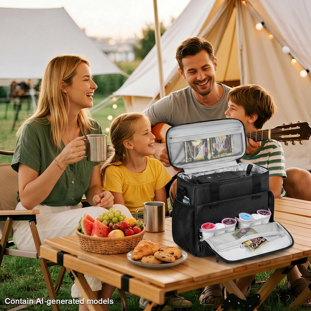Black Coffee Maker Travel Bag with Multiple Pockets X828