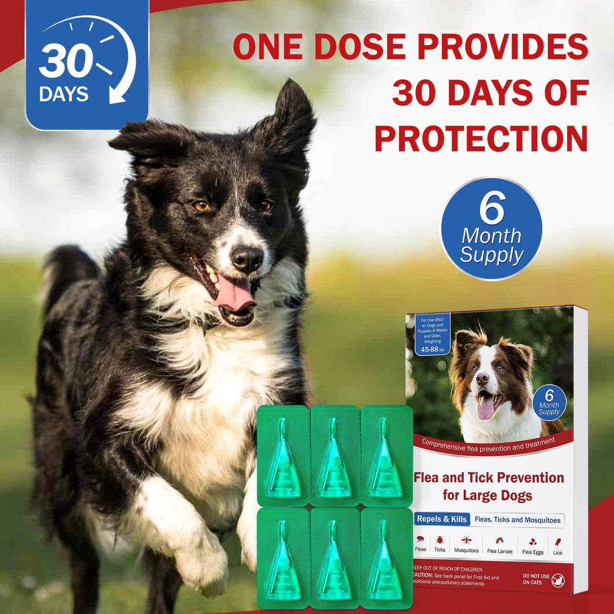 Flea and Tick Prevention for Large Dogs 45 to 88 lbs T469