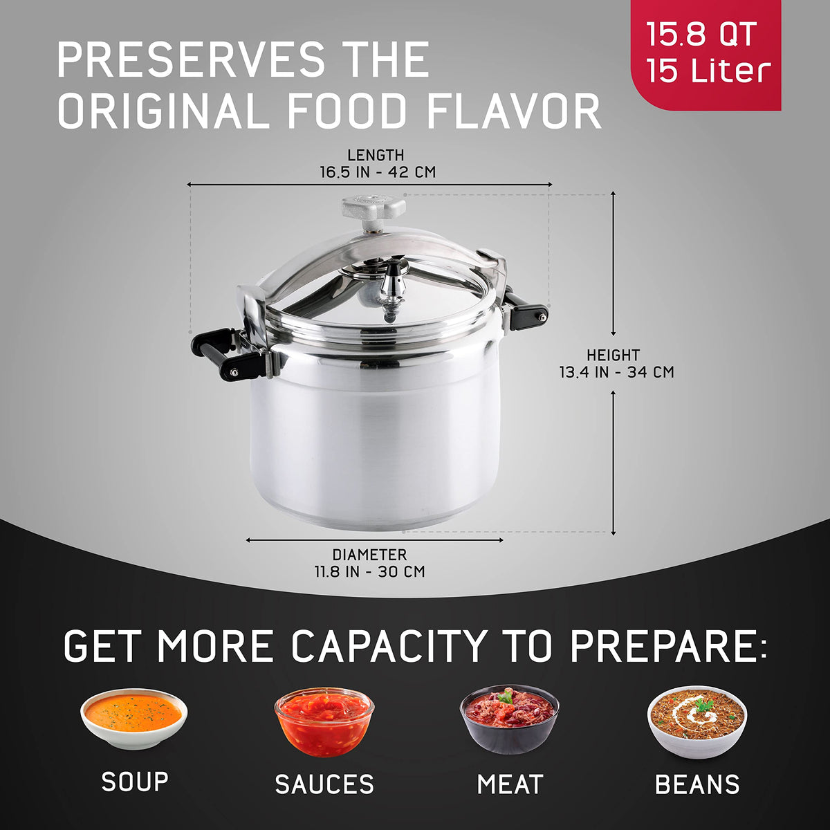 15.8-Quart Aluminum Pressure Cooker H845