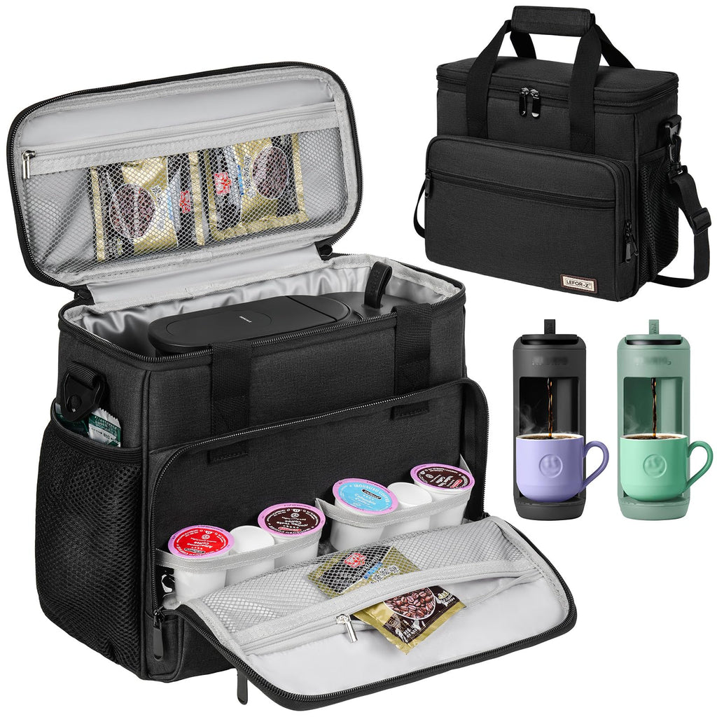 Black Coffee Maker Travel Bag with Multiple Pockets X828