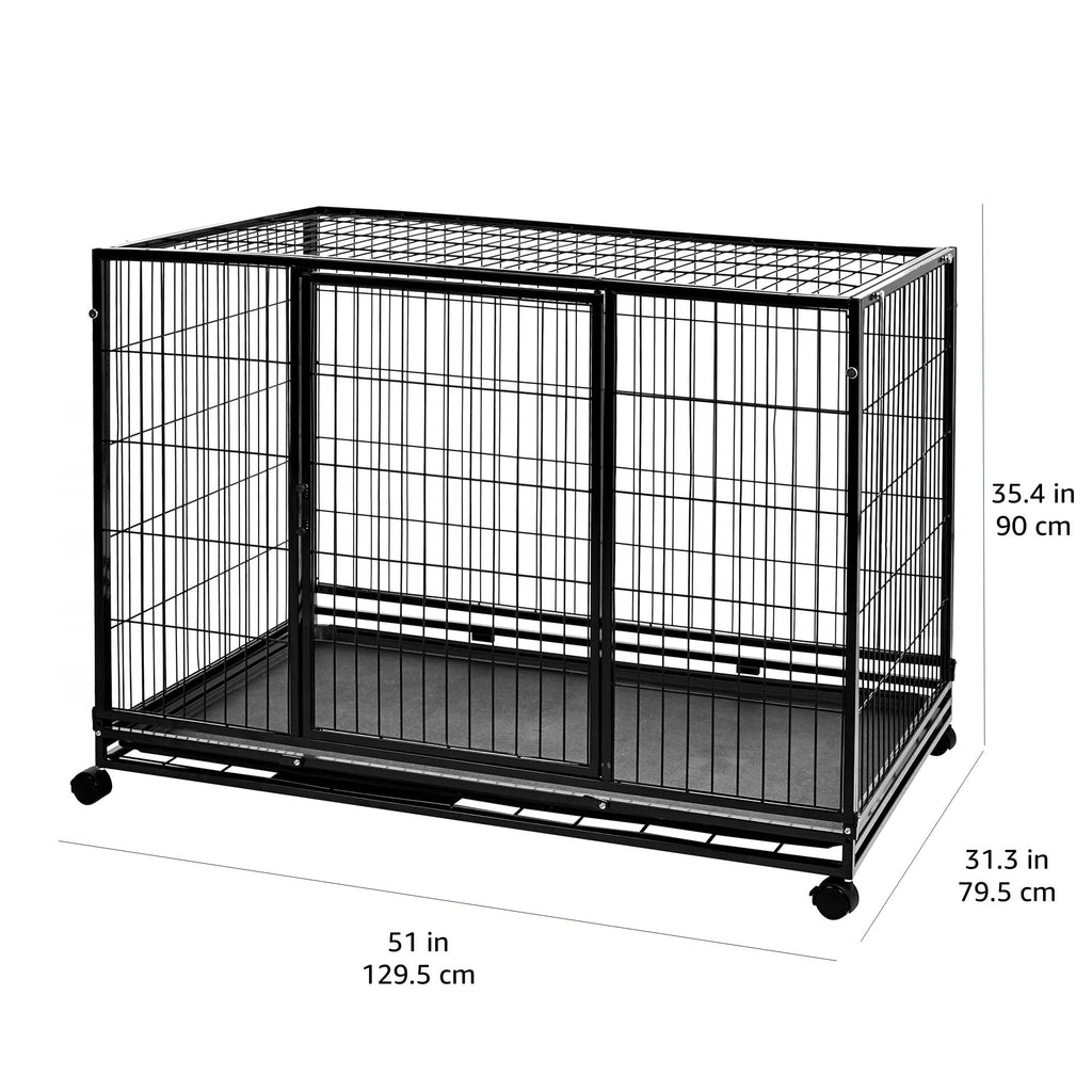 Portable Heavy Duty Stackable Dog Kennel with Tray, Black P9166