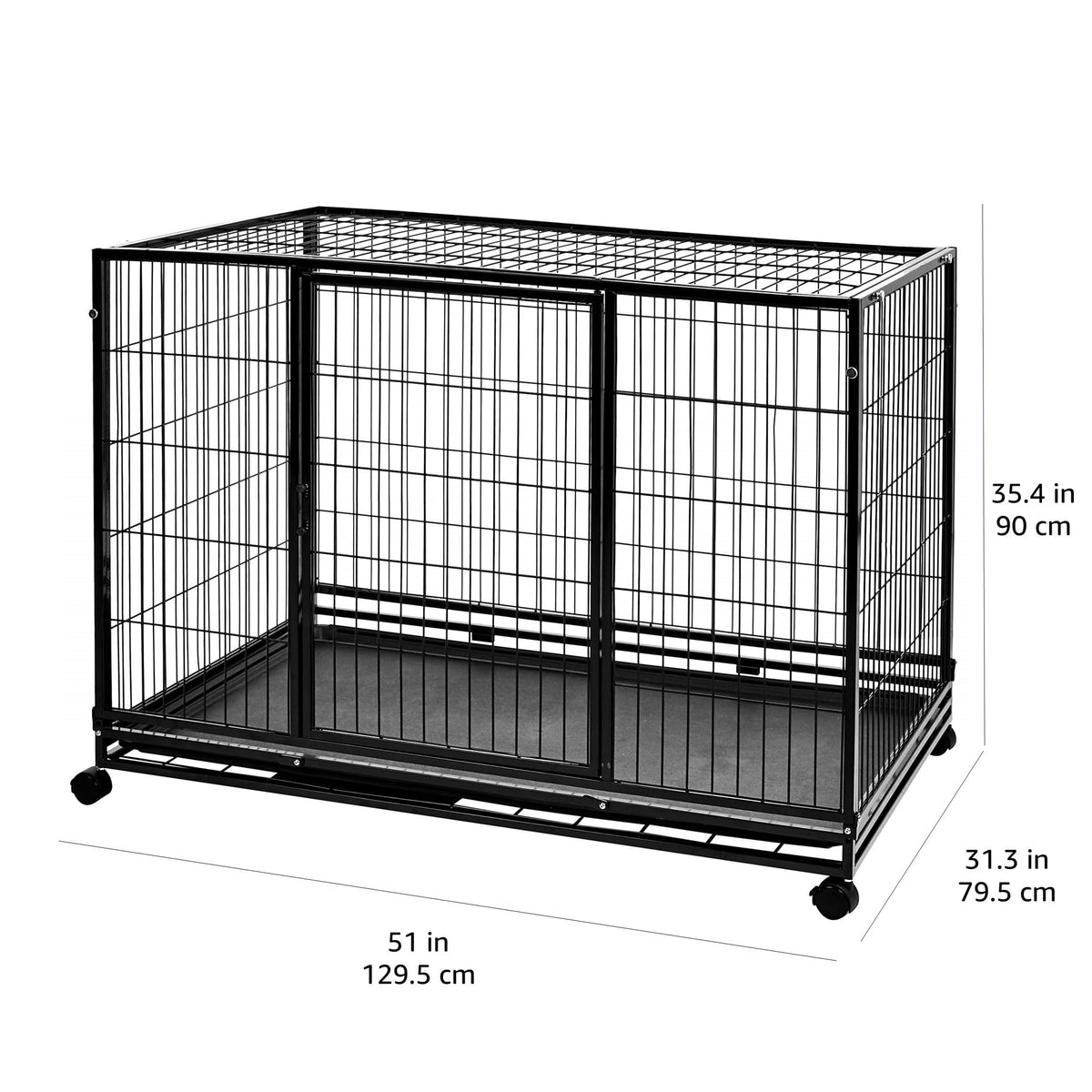 Portable Heavy Duty Stackable Dog Kennel with Tray, Black P9166