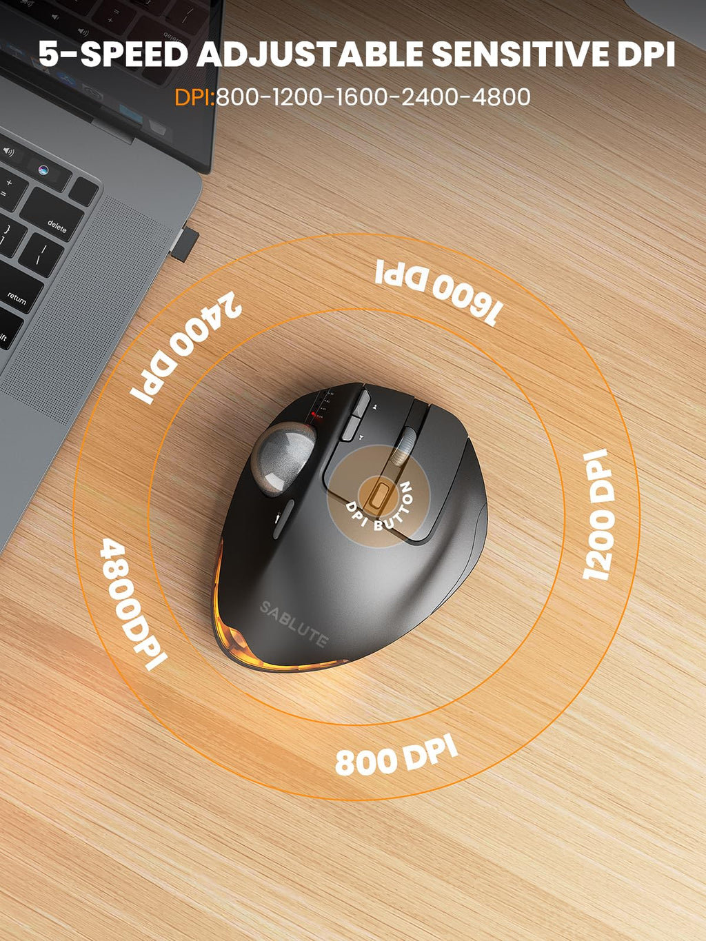 Ergonomic Wireless Trackball Mouse L881