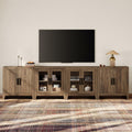 Brown Wood TV Stand with Storage and Glass Doors K677333