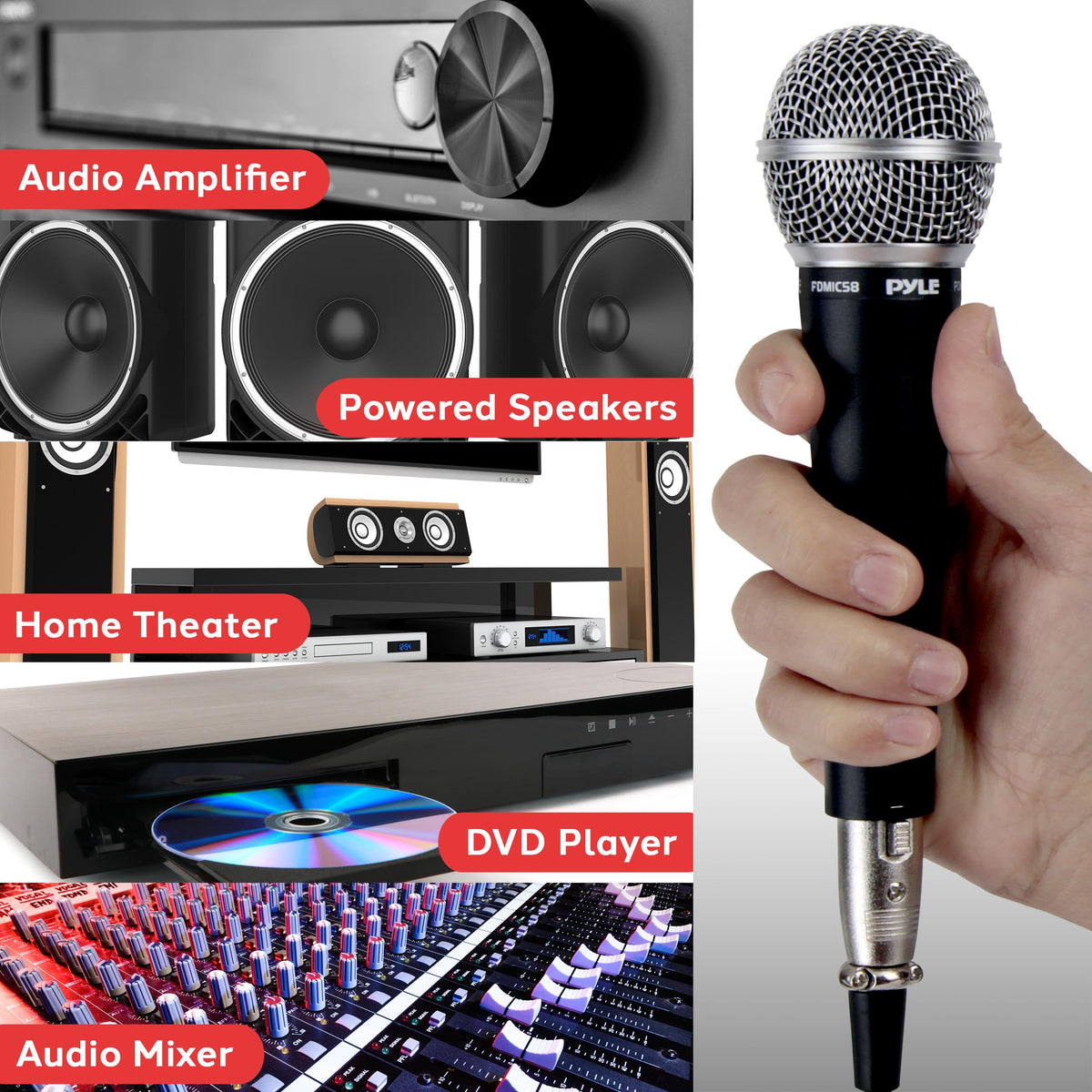 4-Pack Unidirectional Handheld Dynamic Microphone with XLR Cable Y37914