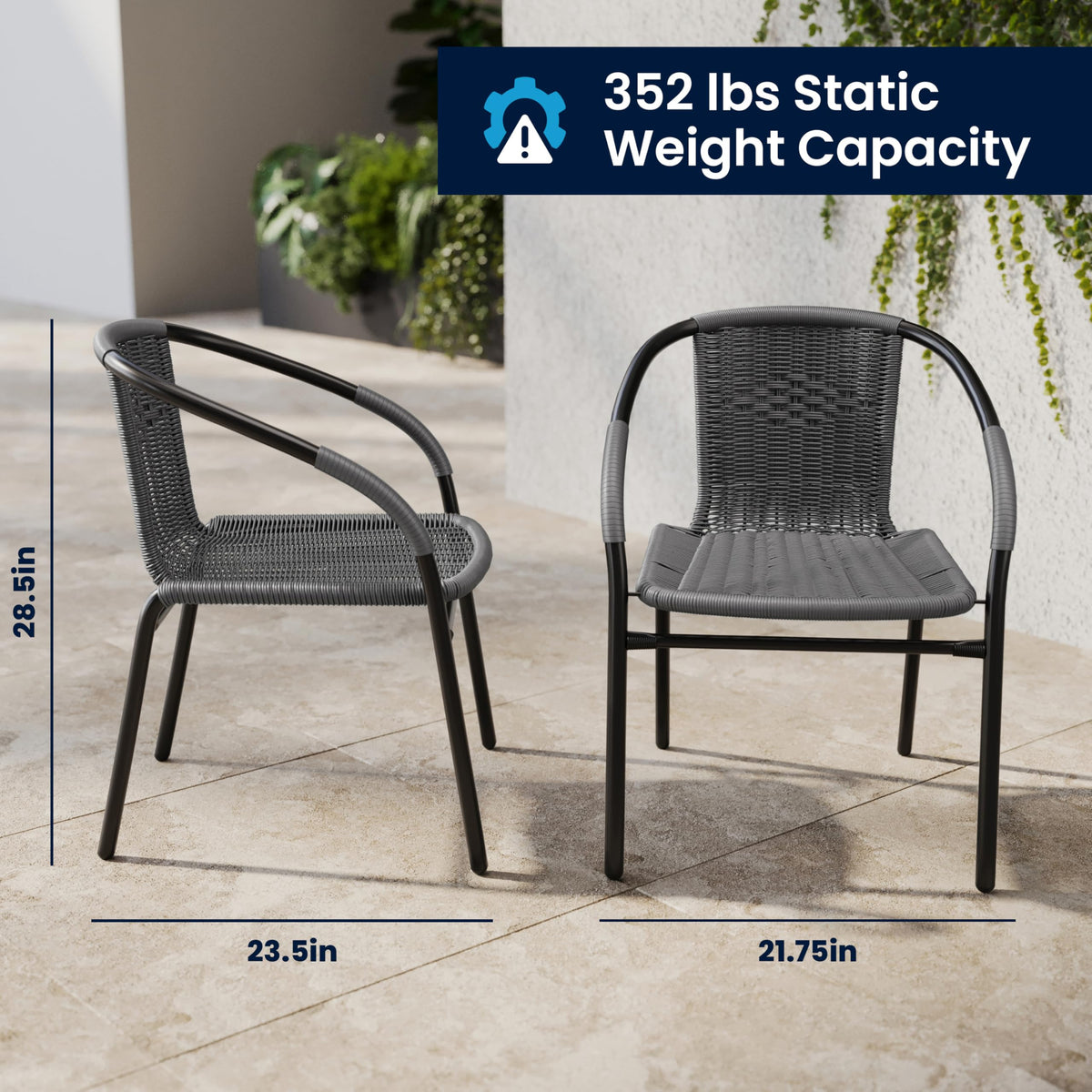 Gray PE Rattan Stackable Patio Dining Chair 4-Pack F11685