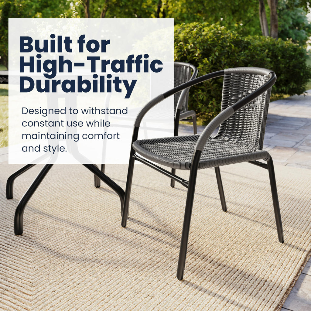 Gray PE Rattan Stackable Patio Dining Chair 4-Pack F11685