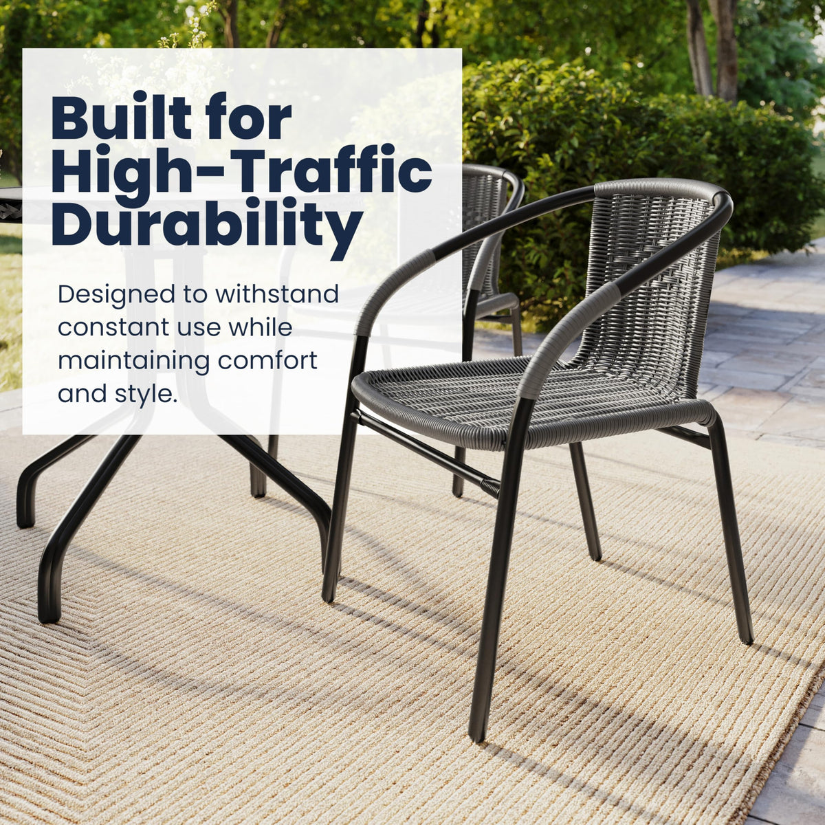 Gray PE Rattan Stackable Patio Dining Chair 4-Pack F11685