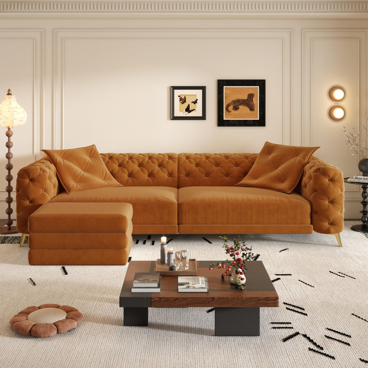 King 3 in 1 Convertible Sleeper Sofa with Ottoman F499