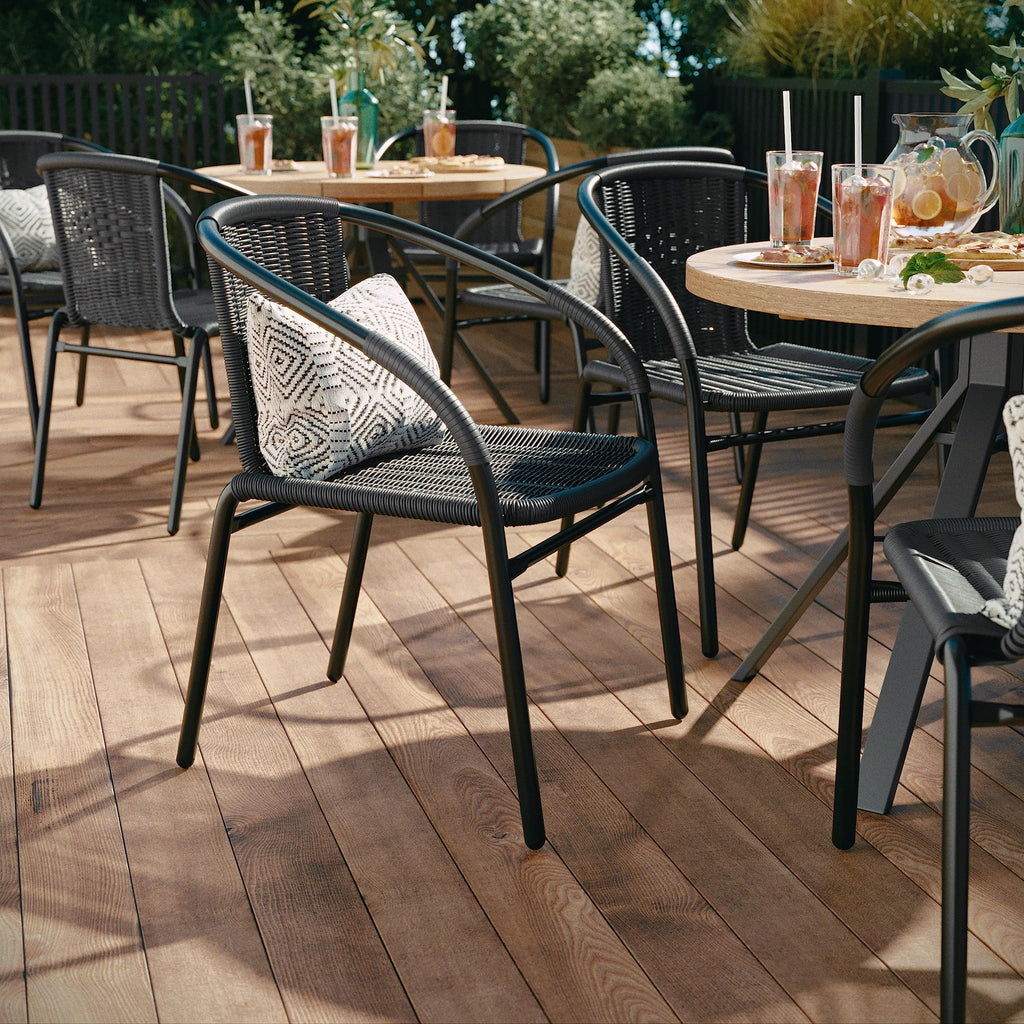 Gray PE Rattan Stackable Patio Dining Chair 4-Pack F11685