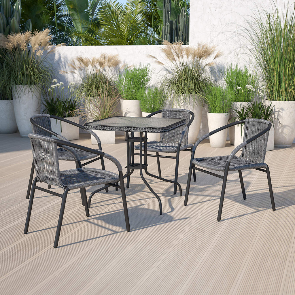 Gray PE Rattan Stackable Patio Dining Chair 4-Pack F11685